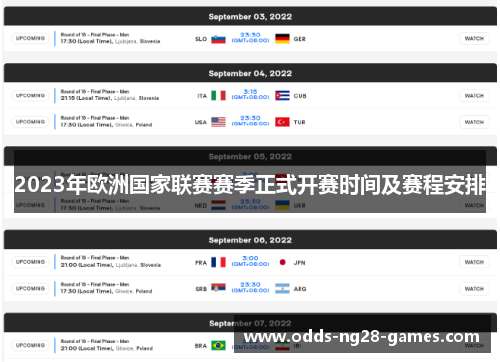 2023年欧洲国家联赛赛季正式开赛时间及赛程安排