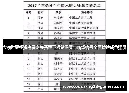 今晚世界杯资格赛密集赛程下板凳深度与临场信号全面检验成色强度